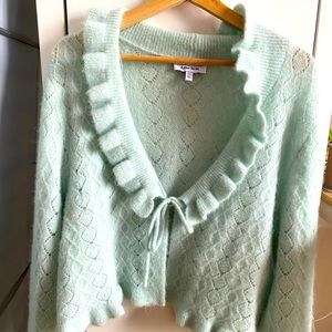 &other stories ruffled alpaca blend knit cardigan